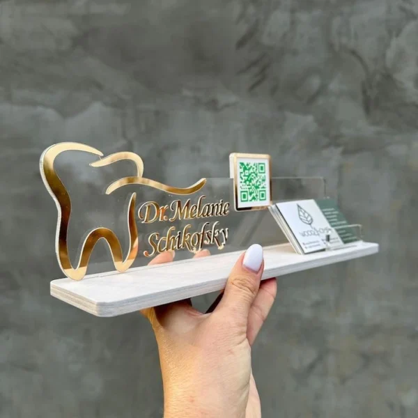 Dentist Desk Glass Name Plate (Gold)